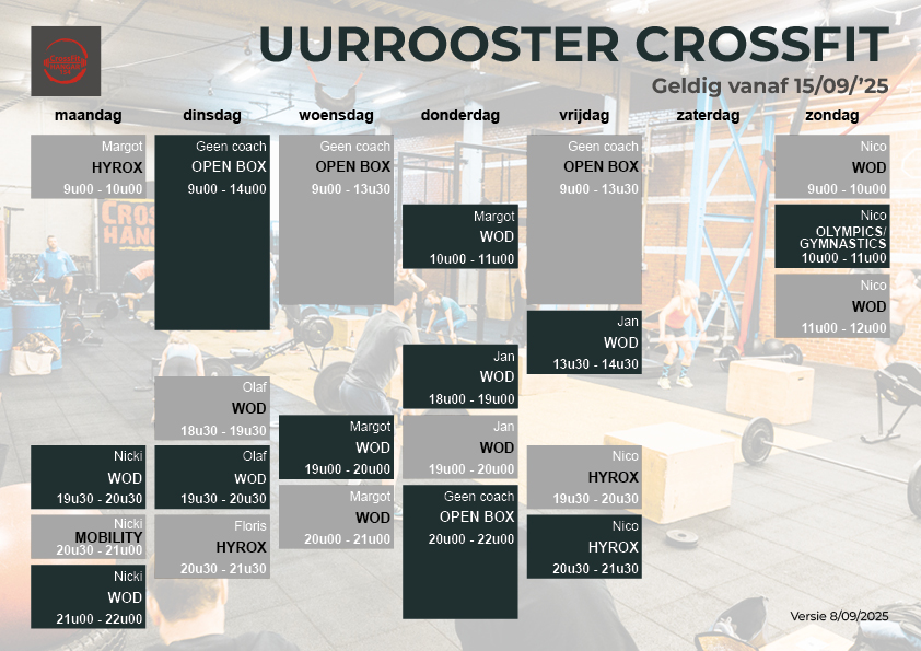 CrossFit uurrooster winter 2025